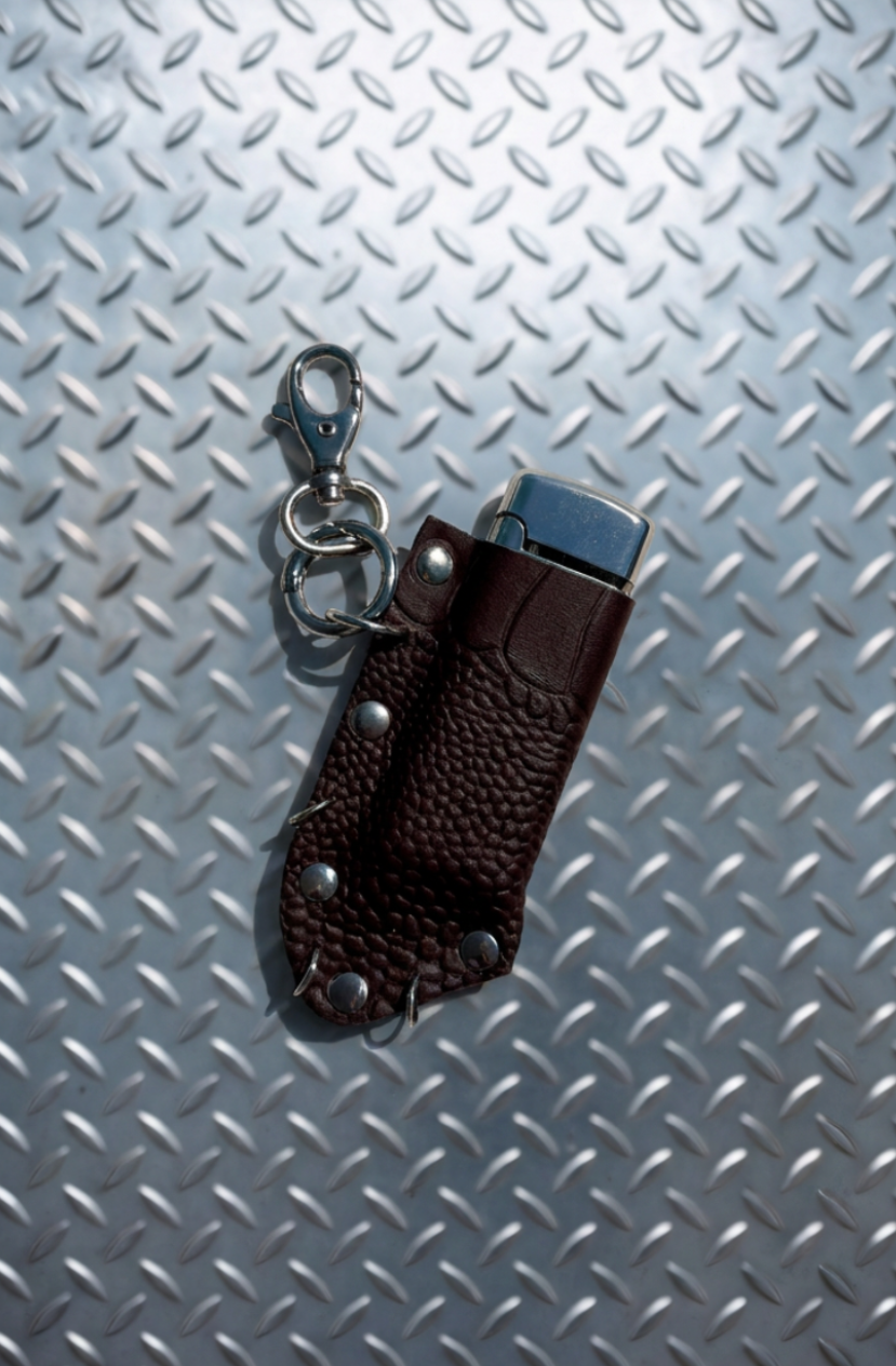 Brown ostrich leg embossed lighter case